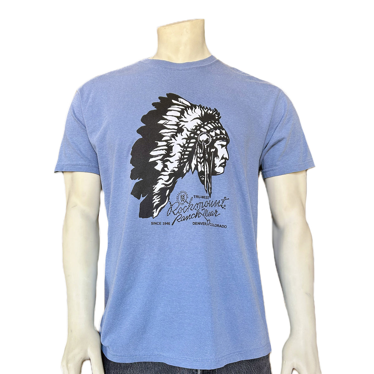 Men's Blue 100% Cotton Chief Western T-Shirt - Rockmount