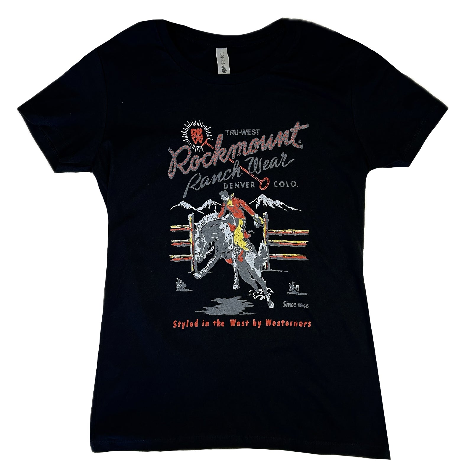 Women's Black Rockmount Bronc Western T-Shirt - Rockmount