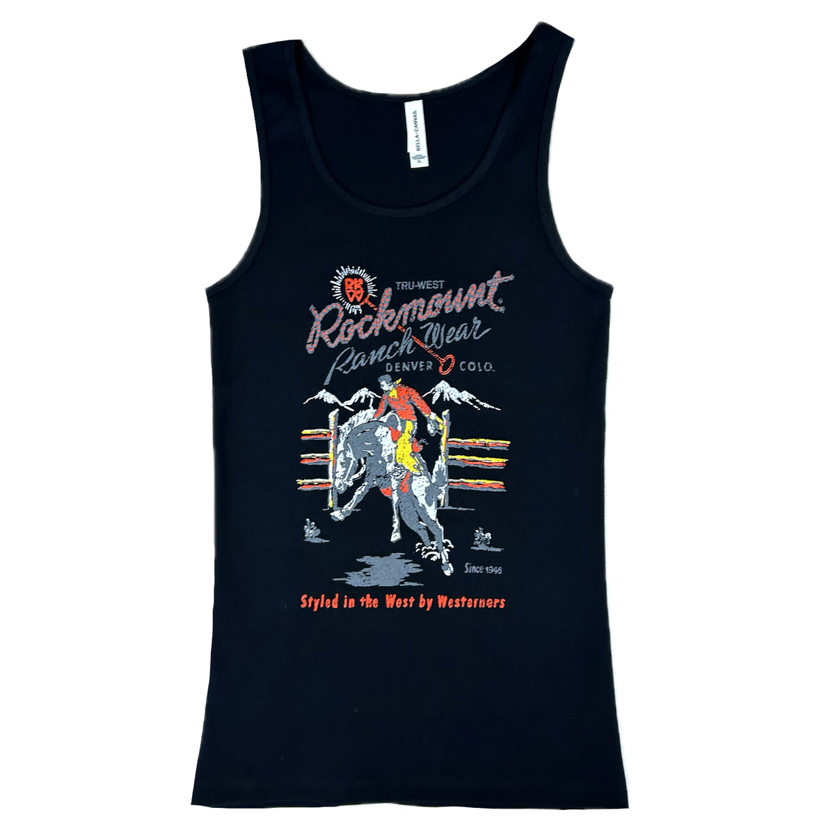 Women's Rockmount Black Bronc 100% Cotton Western Tank Top - Rockmount