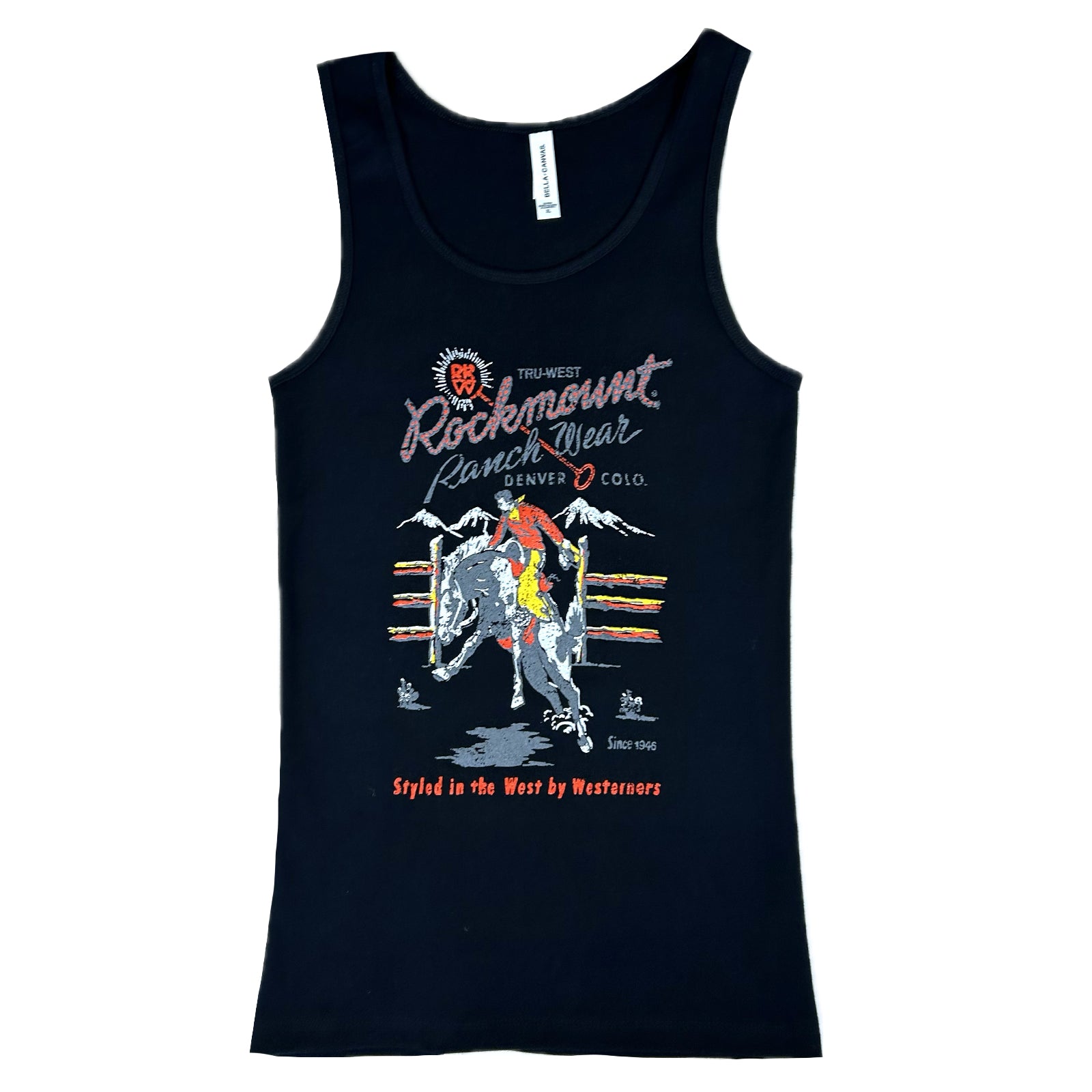 Women's Rockmount Black Bronc 100% Cotton Western Tank Top - Rockmount