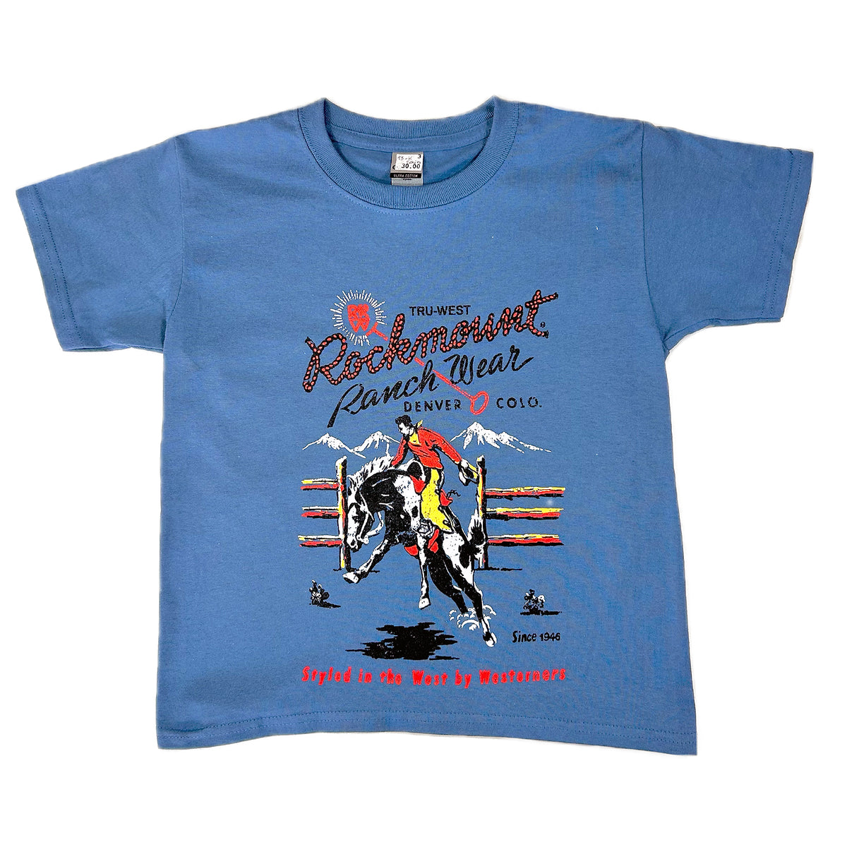 Kid's Rockmount Denim Bronc 100% Cotton Western T-Shirt - Rockmount