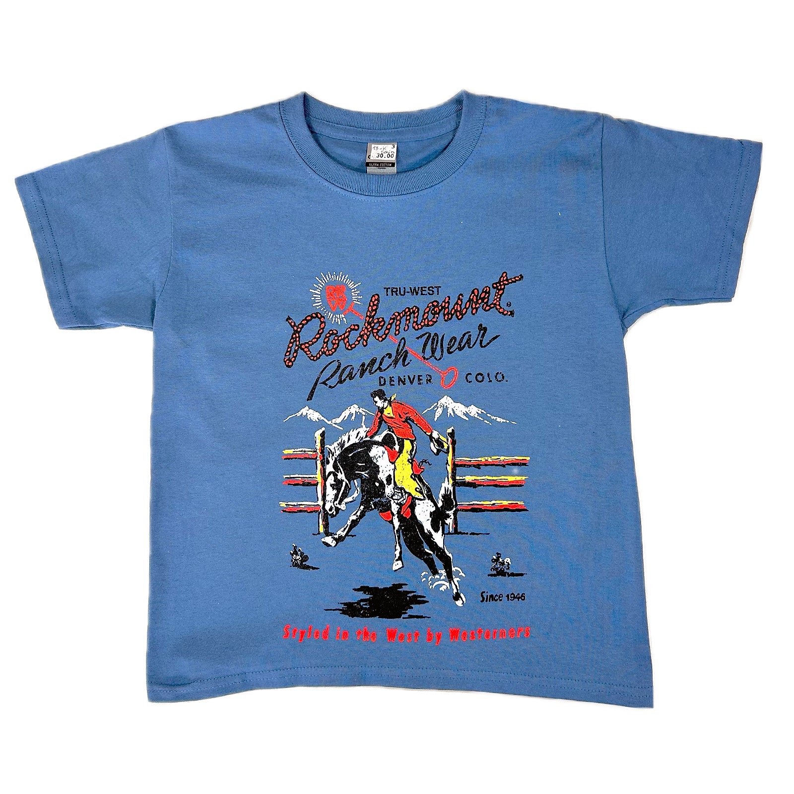 Kid's Rockmount Denim Bronc 100% Cotton Western T-Shirt - Rockmount