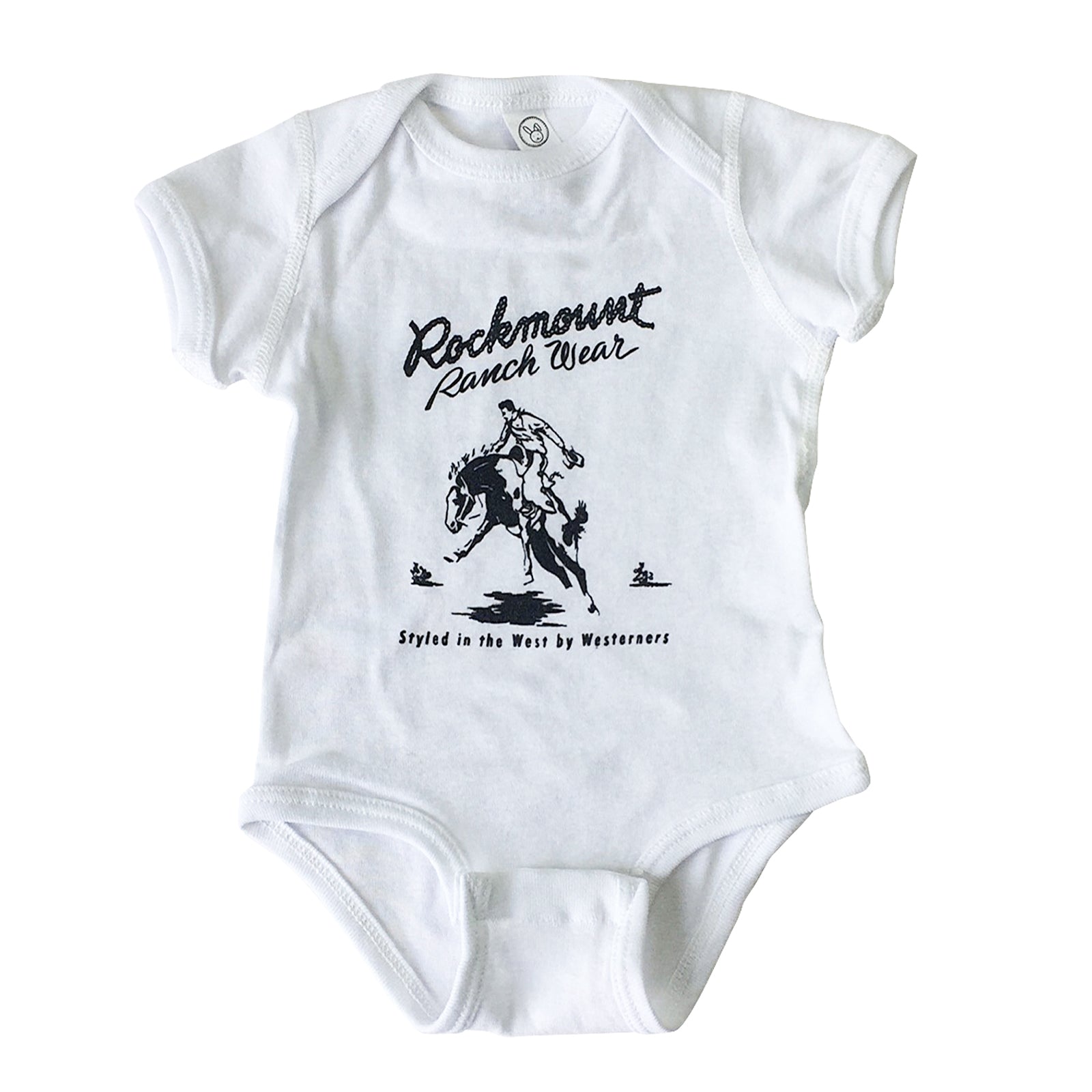 Baby Rockmount White Bronc 100% Cotton Western Onesie
