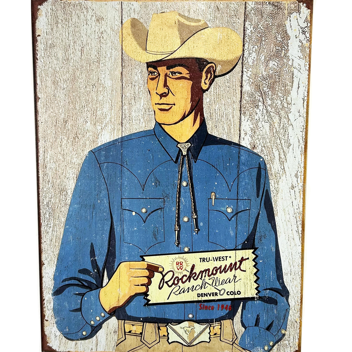 Rockmount Cowboy Tin Metal Western Sign - Rockmount