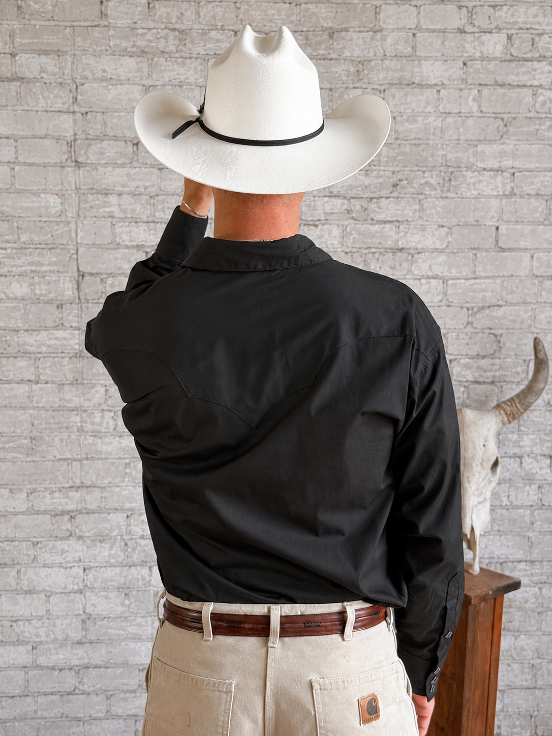 Men's Classic Pima Cotton Solid Black Western Shirt