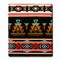 Native Pattern Fleece Western Blanket in Rust & Black