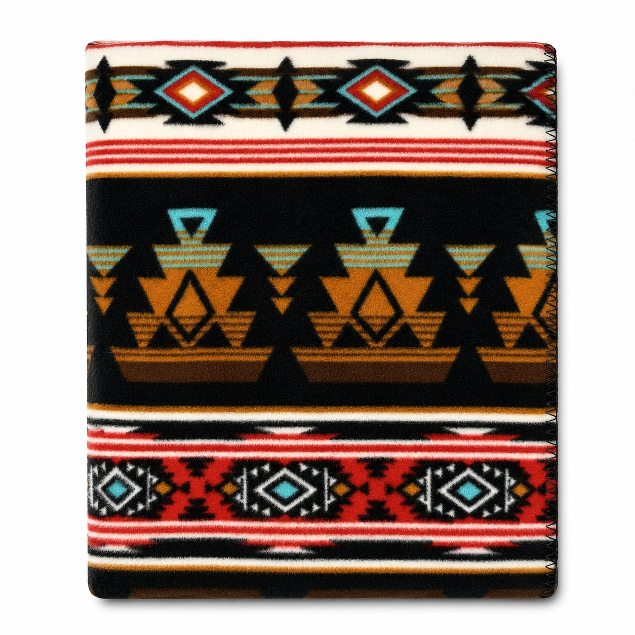 Native Pattern Fleece Western Blanket in Rust & Black