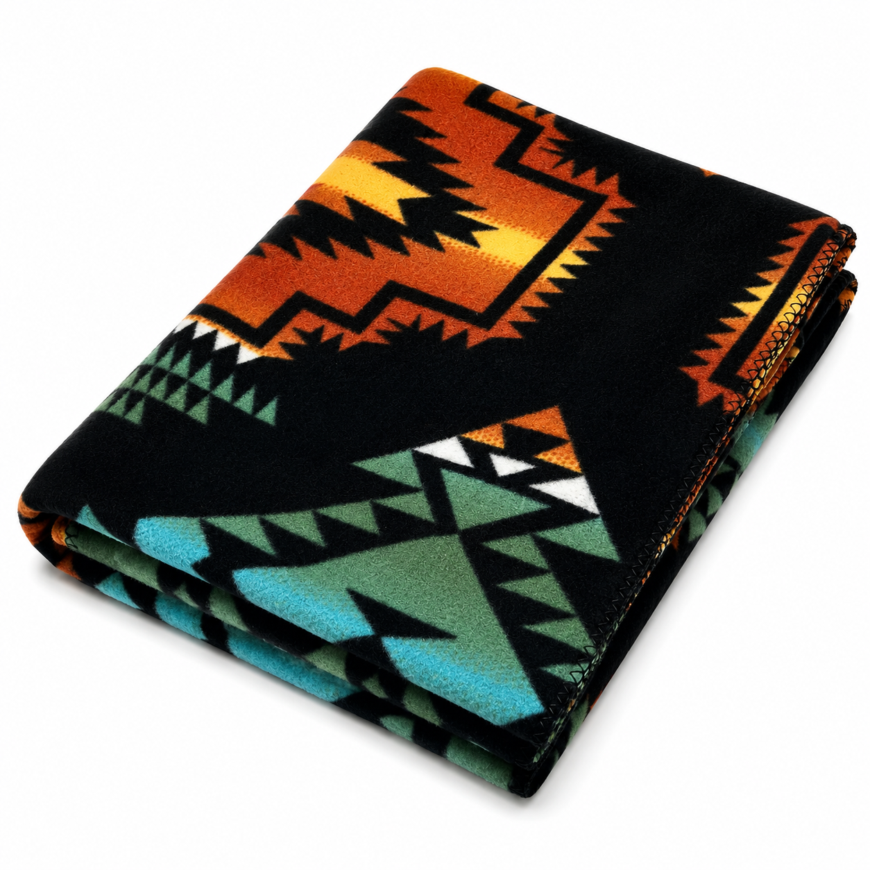 Native Pattern Fleece Western Blanket in Black & Rust