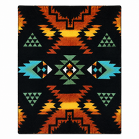 Native Pattern Fleece Western Blanket in Black & Rust