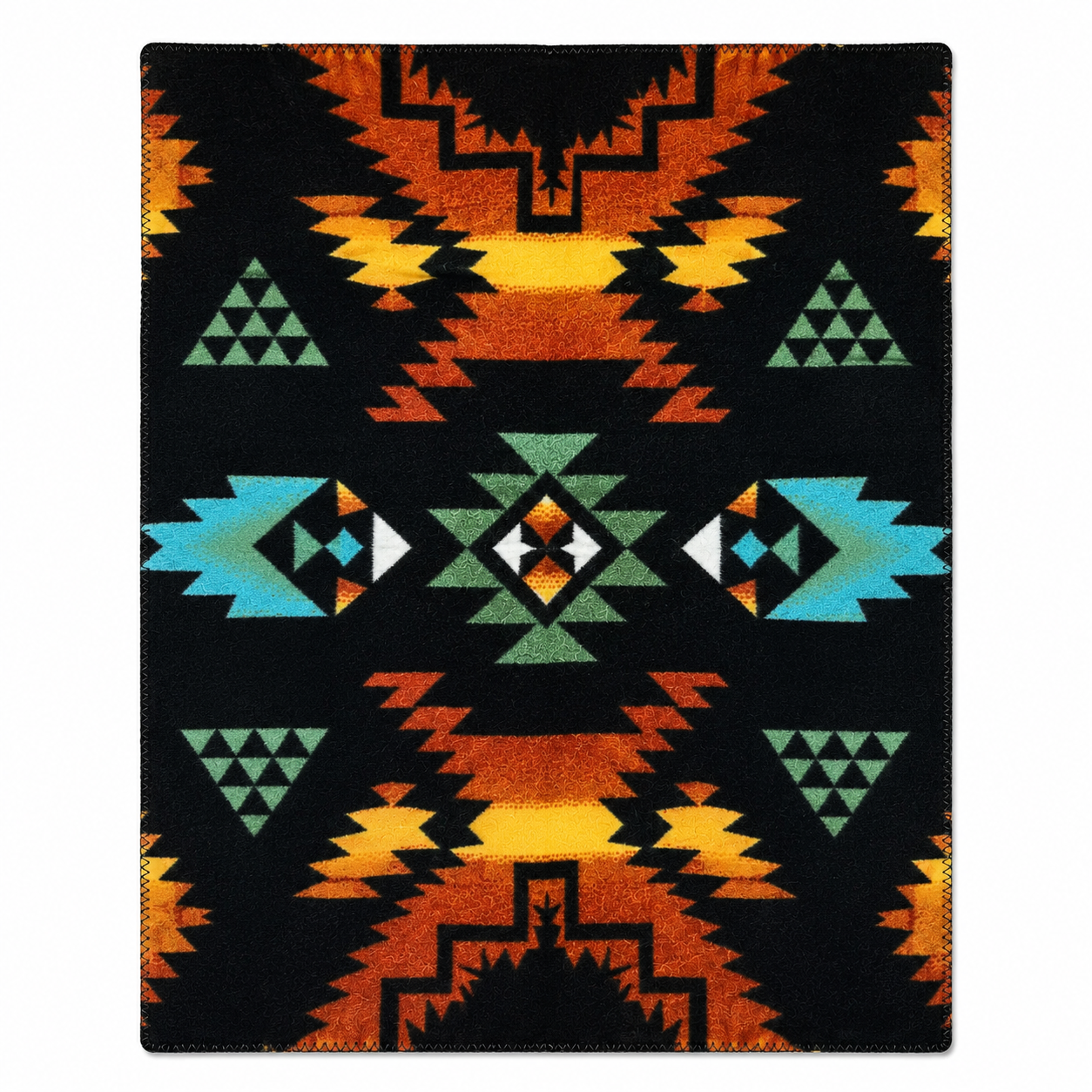 Native Pattern Fleece Western Blanket in Black & Rust