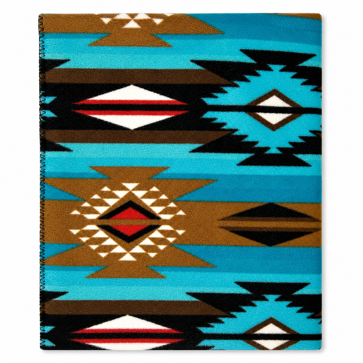Native Pattern Fleece Western Blanket in Turquoise & Brown