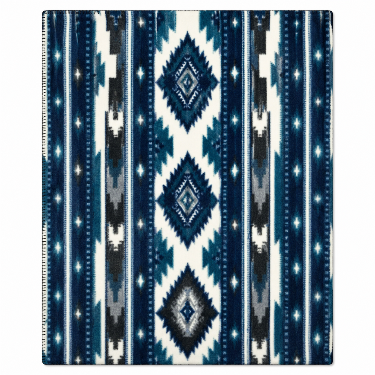 Native Pattern Fleece Western Blanket in Blue