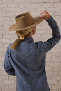 Women's Indigo Chambray Sawtooth Pocket Western Shirt