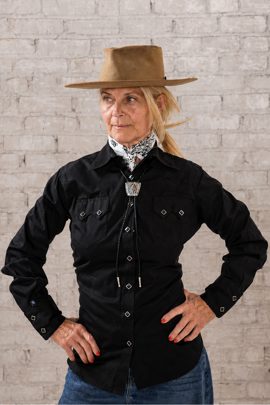 Women's Classic Pima Cotton Solid Black Western Shirt