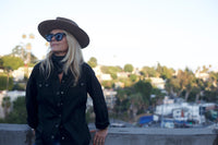 Women's Classic Pima Cotton Solid Black Western Shirt