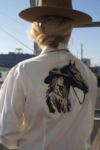 Women’s Ivory Cowgirl & Horse Embroidered Western Shirt