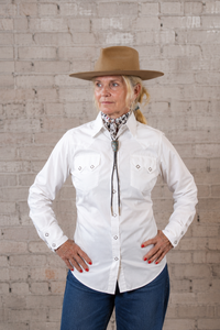 Women's Classic Pima Cotton Solid White Western Shirt