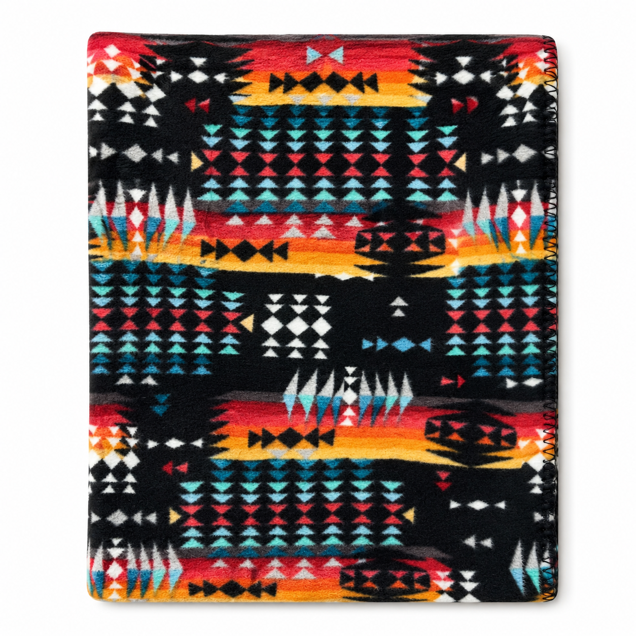 Native Pattern Fleece Western Blanket in Black & Red