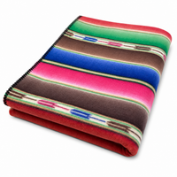 Native Serape Pattern Fleece Western Blanket in Brown & Purple