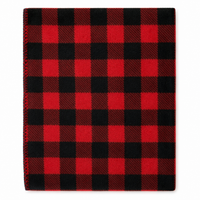 Buffalo Check Pattern Fleece Western Blanket in Red & Black