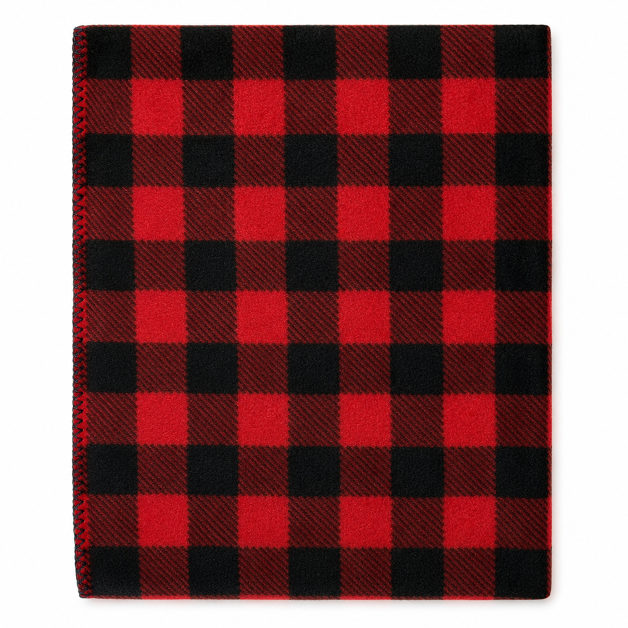Buffalo Check Pattern Fleece Western Blanket in Red & Black