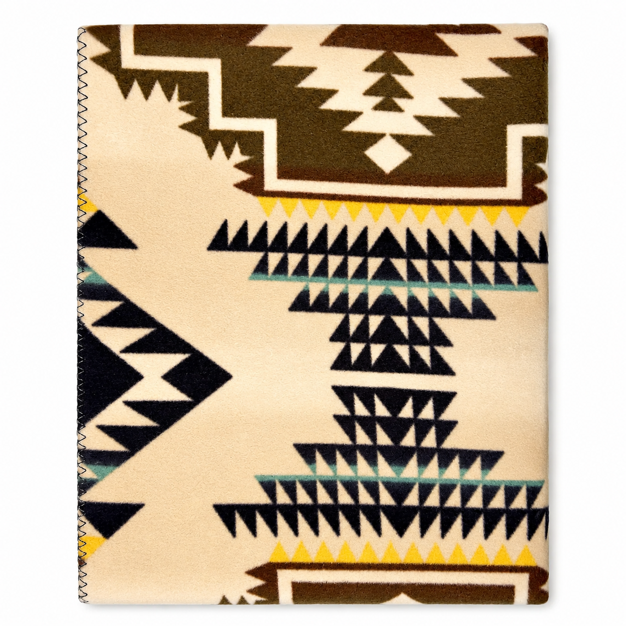 Native Pattern Fleece Western Blanket Tan & Brown