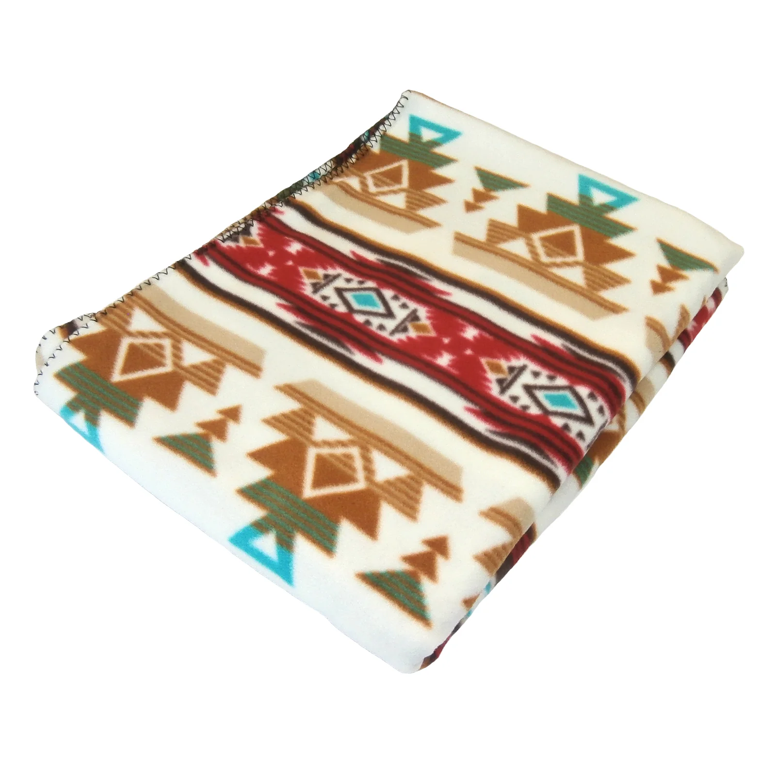 Native Pattern Fleece Western Blanket in Tan & Red