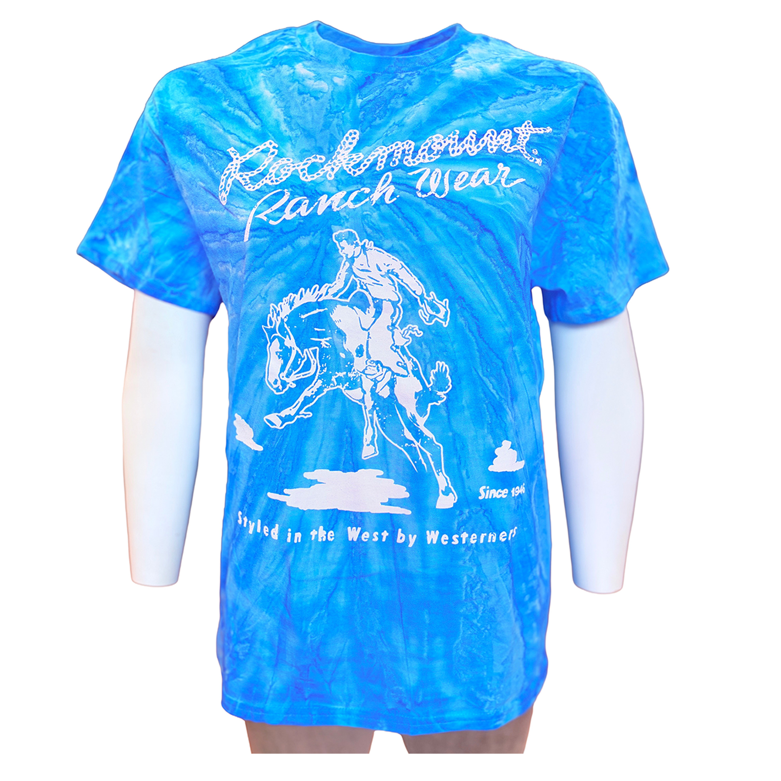 Men's Rockmount Bronc 100% Cotton Tie Dye Blue Western T-Shirt