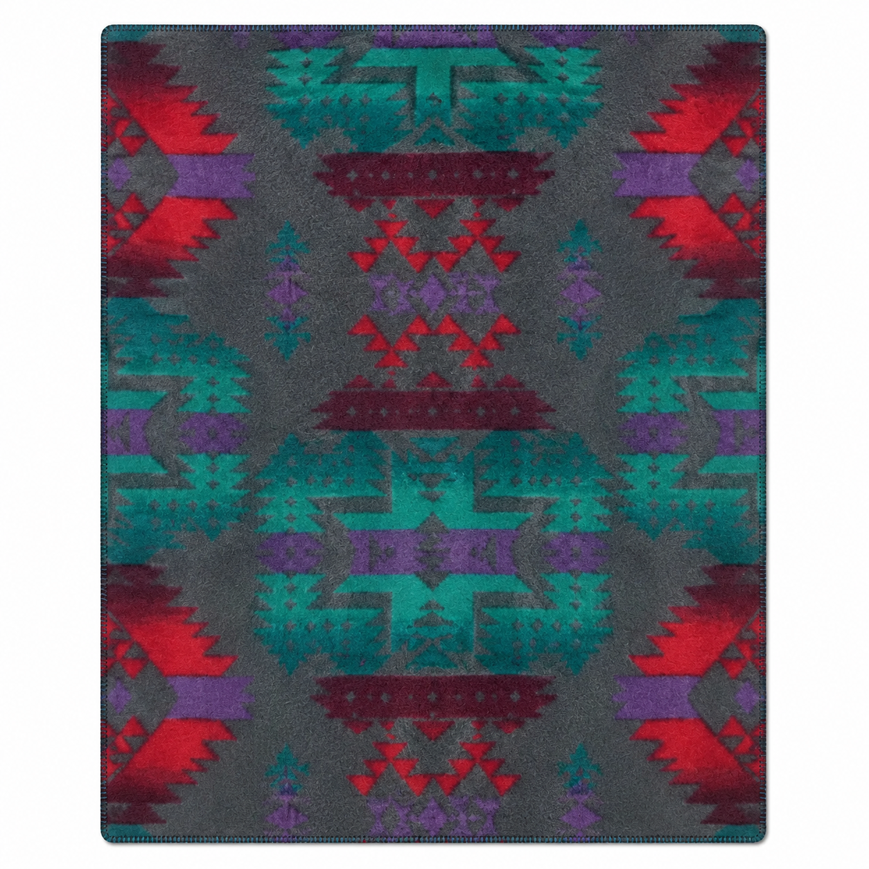 Native Pattern Fleece Western Blanket in Grey