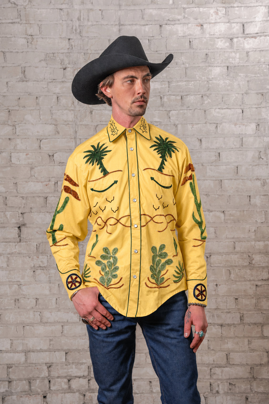 Men's Porter Wagoner Gold Embroidered Western Shirt
