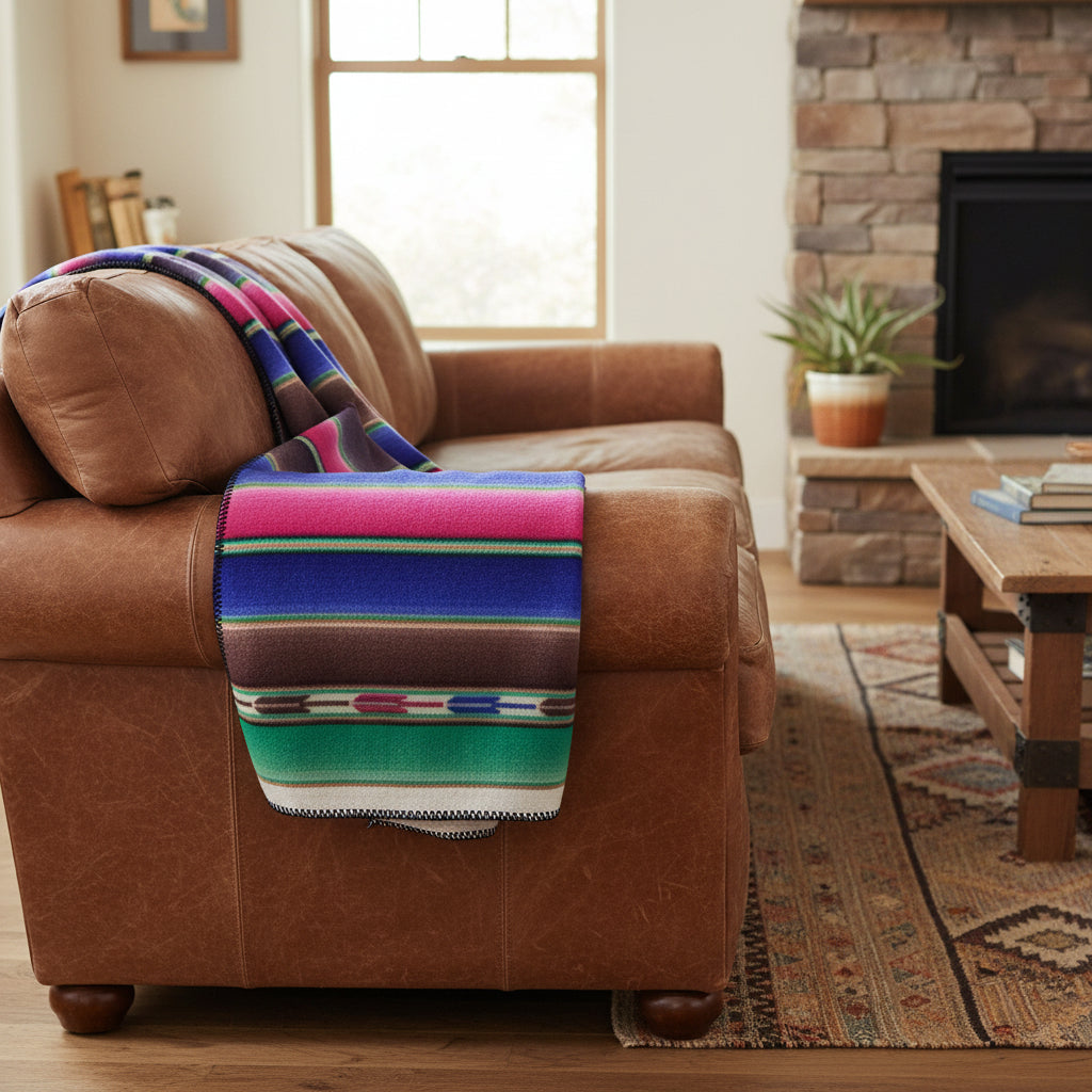Native Serape Pattern Fleece Western Blanket - Rockmount