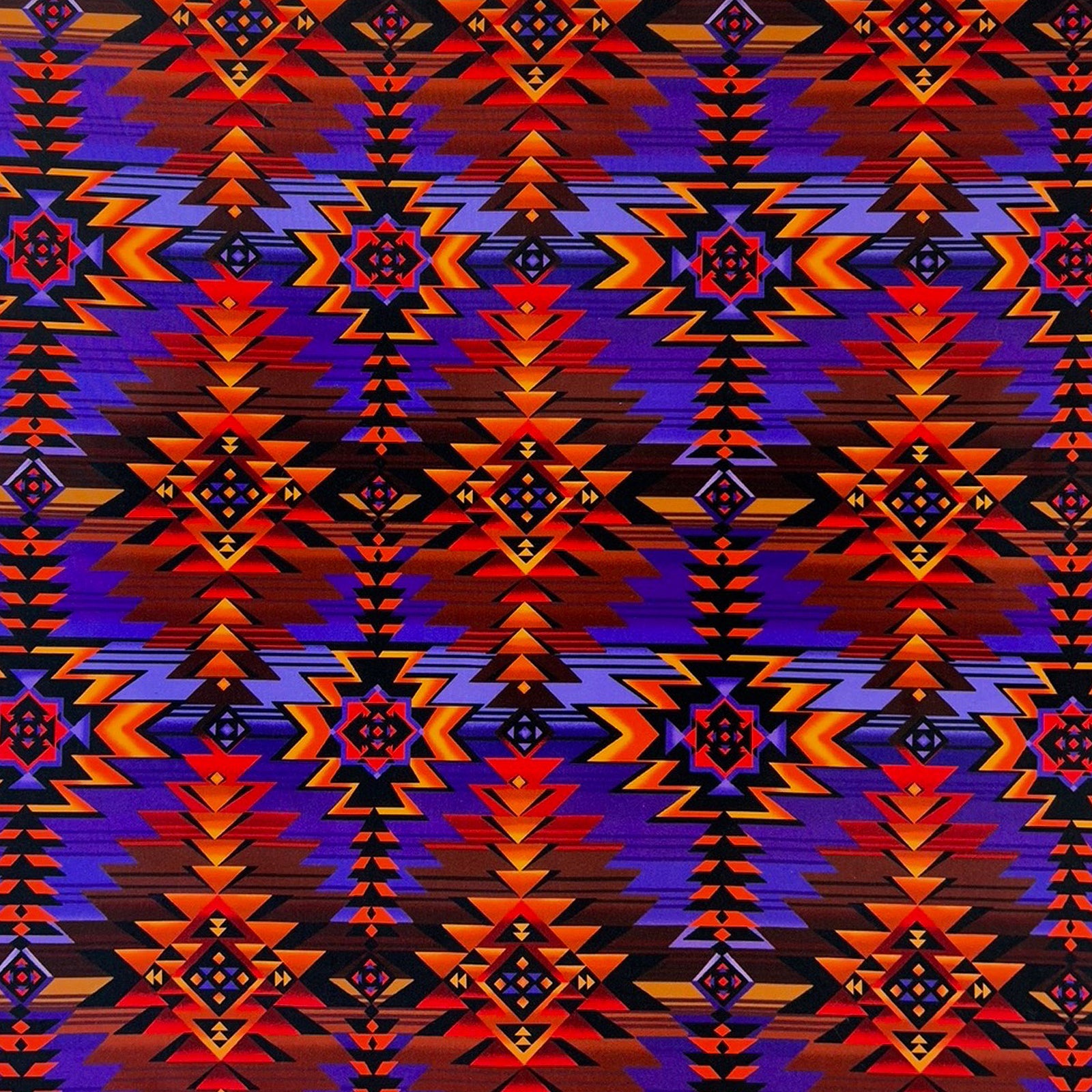 Native Print Western Cotton Bandana in Purple & Rust - Rockmount