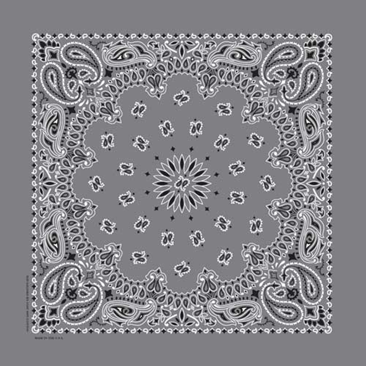 Paisley Western Cotton Bandana in Grey - Rockmount