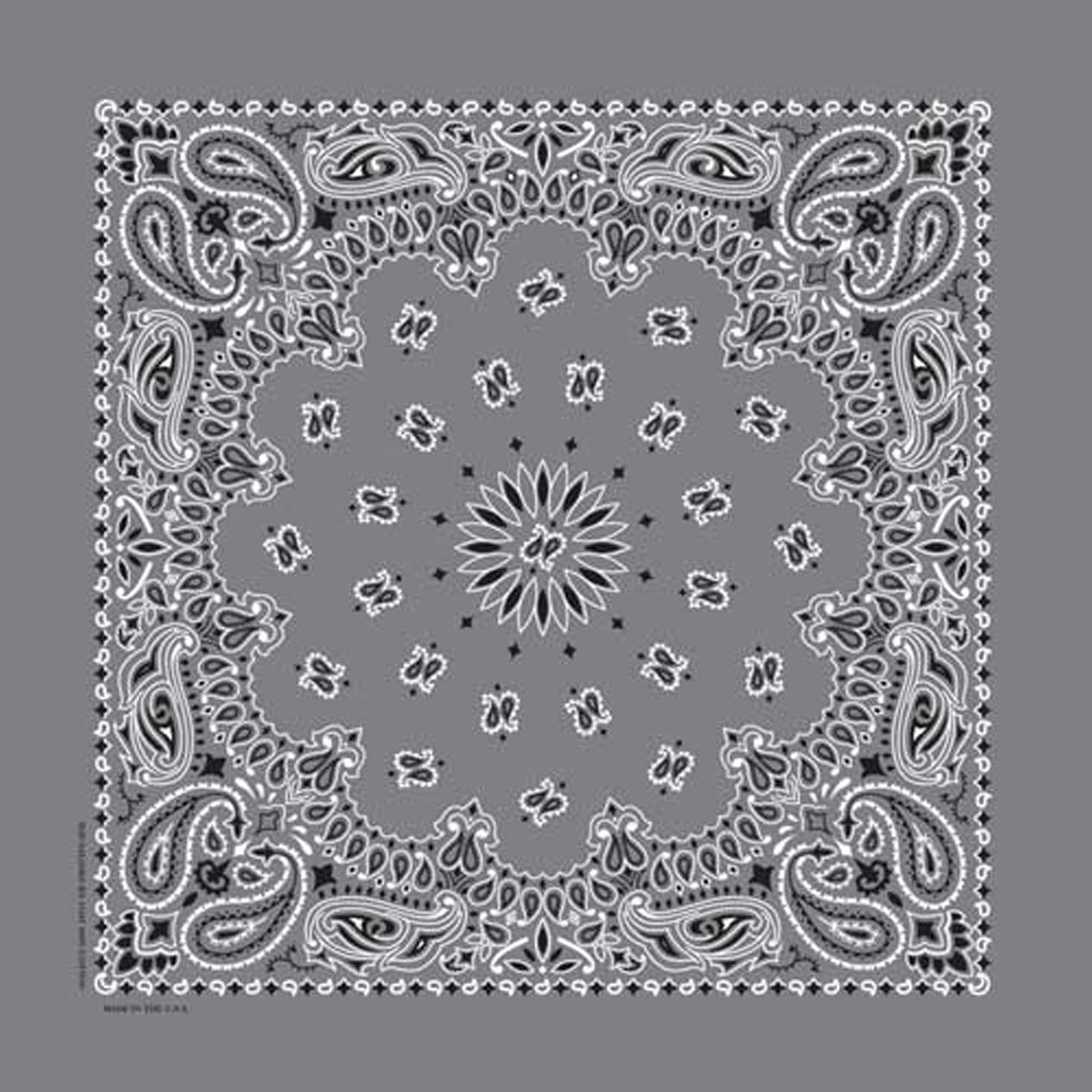 Paisley Western Cotton Bandana in Grey - Rockmount
