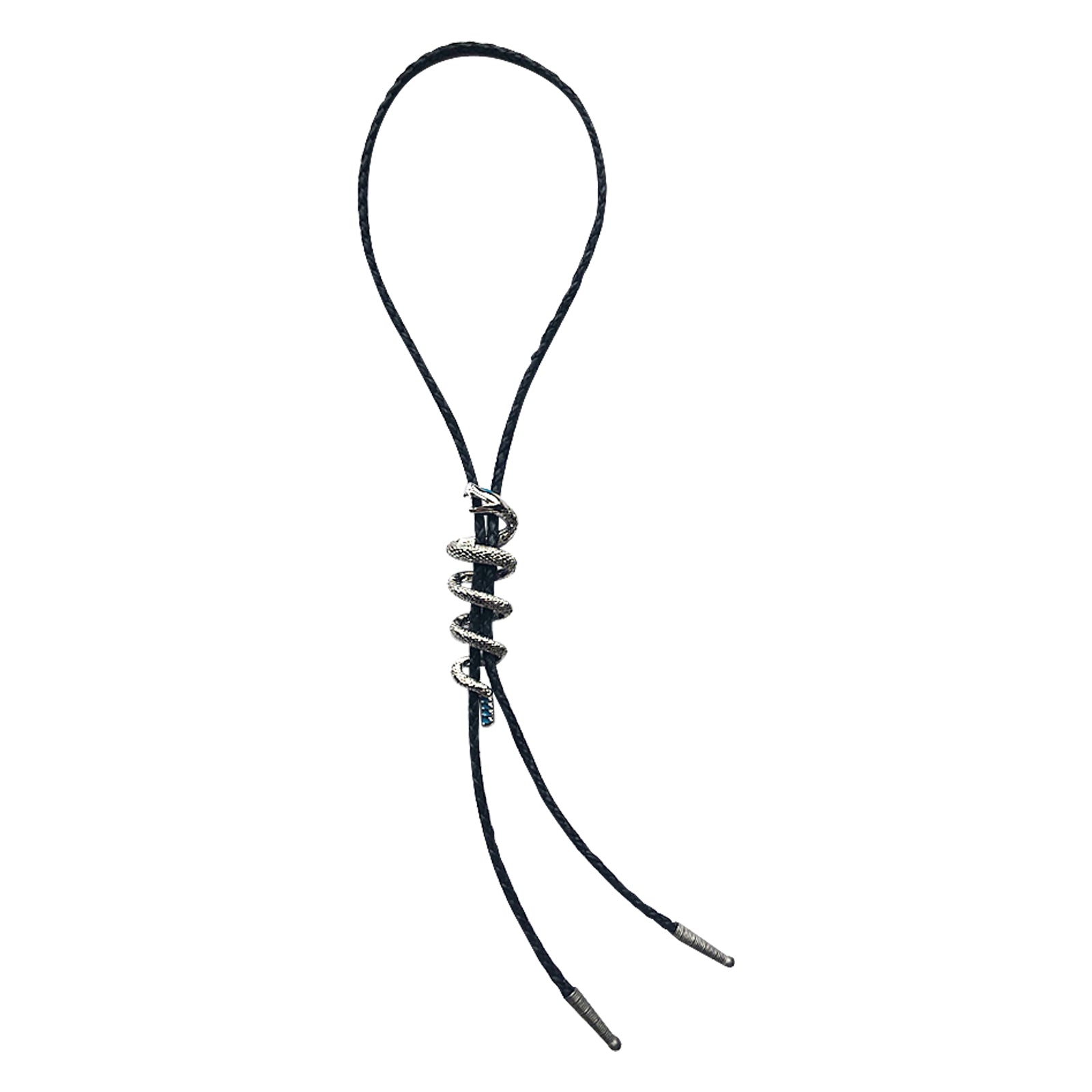 Silver Rattlesnake with Turquoise Enamel Western Bolo Tie - Rockmount