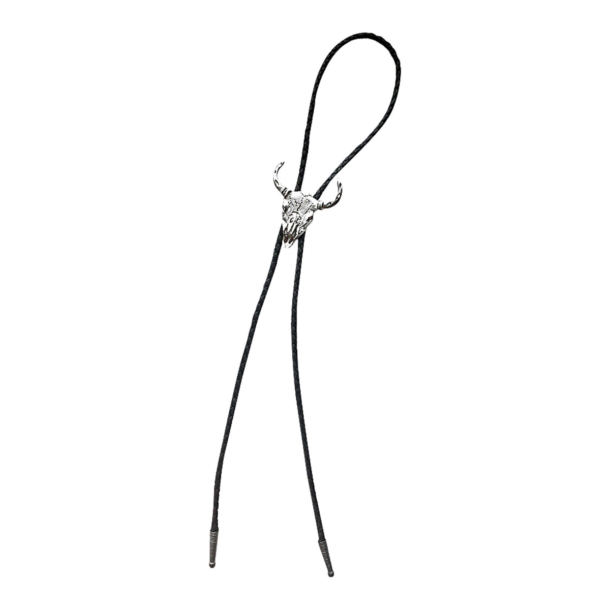 Silver Bison Skull Western Bolo Tie - Rockmount