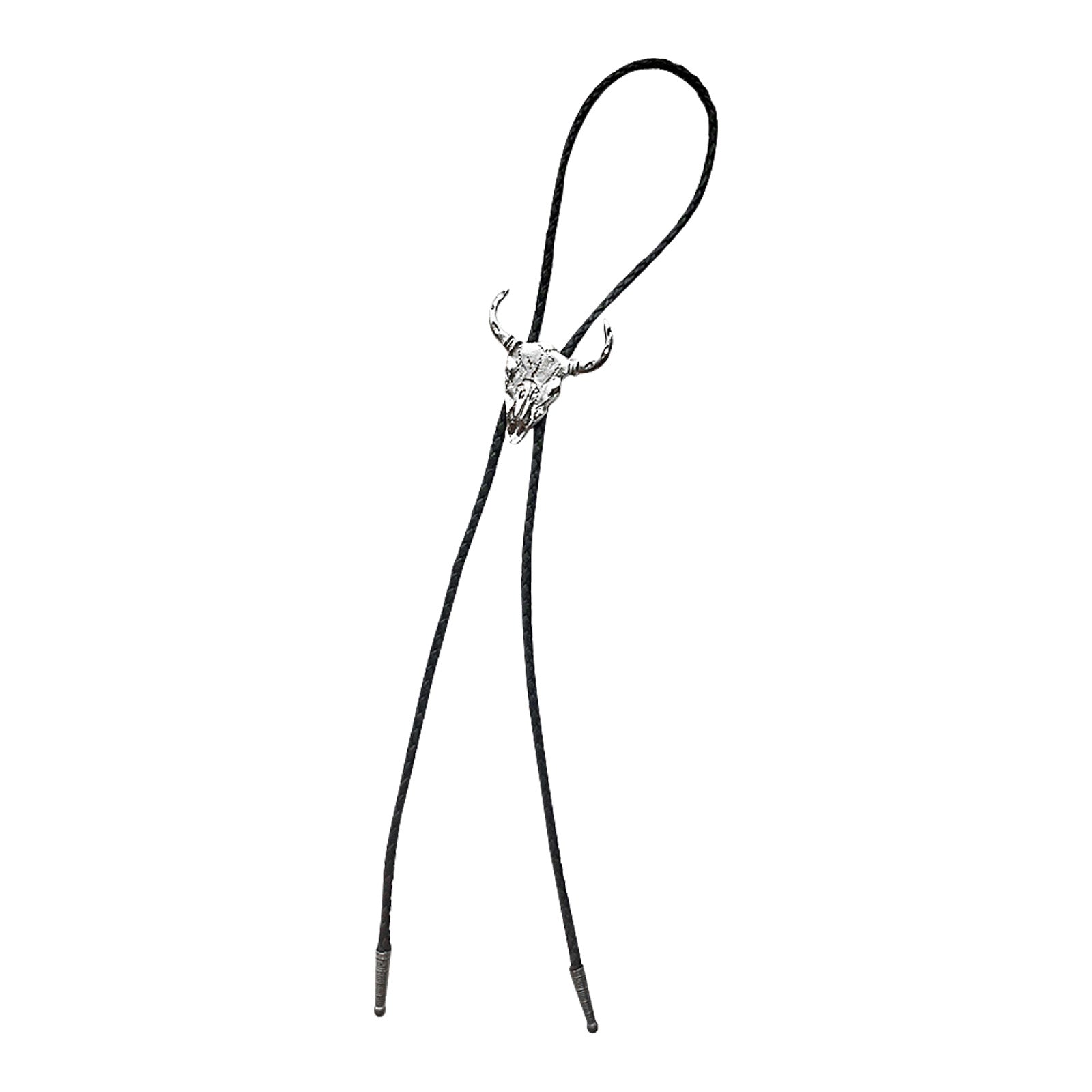 Silver Bison Skull Western Bolo Tie - Rockmount